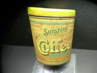 Vintage Tin Sunshine Coffee Co Advertising Metal Kitchen Cannister Cleveland Oh