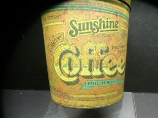 VINTAGE TIN SUNSHINE COFFEE CO ADVERTISING METAL KITCHEN CANNISTER CLEVELAND OH 2