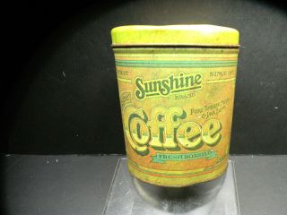 VINTAGE TIN SUNSHINE COFFEE CO ADVERTISING METAL KITCHEN CANNISTER CLEVELAND OH 4