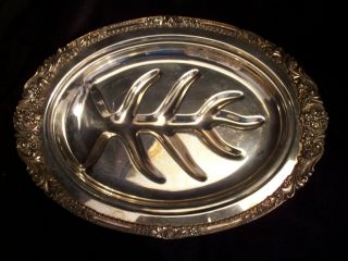 Rose Point By Wallace Sterling Silver Plated Footed 12 Inch Oval Tray 708 S