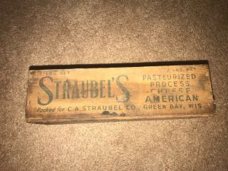 Vintage Wooden American Cheese Box 2 Lb Size Straubel 