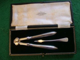 Vintage Northern Goldsmiths Company S/plated Nut Cracker With Pick,  Cased.  Dixon.