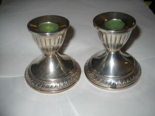 2 Vintage 2 7/8 " Tall Sterling Silver Candlesticks Candle Holders