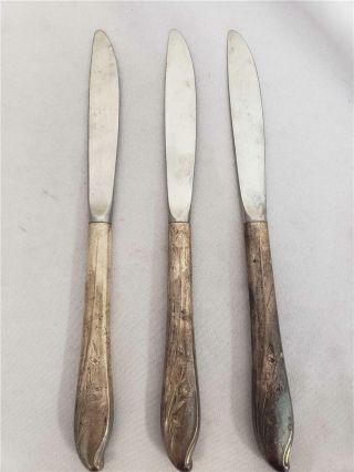 = Vintage 1847 Rogers Springtime Silver Plate Set Of 3 Knives