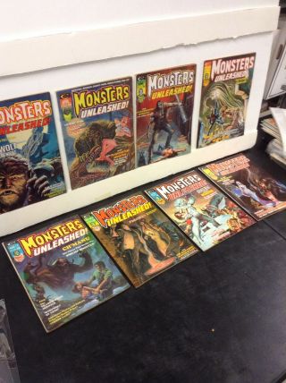 Monsters Unleashed 4,  5,  6,  7,  8,  9,  10,  11 Vg,  4.  5 Man - Thing,  Werewolf,  Frankenstein