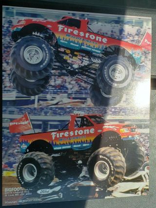 1999 Firestone Wilderness Monster Truck Promotional Poster Card Stock Material