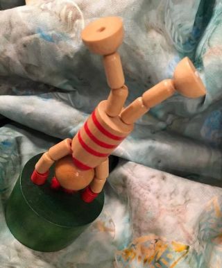 Vintage Wooden Hand - Painted PUSH - UP Press Action Red - Head PUPPET TOY 3