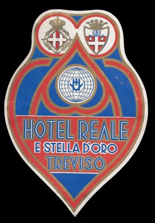 Hotel Reale Treviso Italy – Vintage Luggage Label