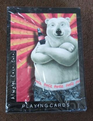 Vintage 1997 Always Coca Cola Polar Bear Collectible Playing Cards Deck Nip