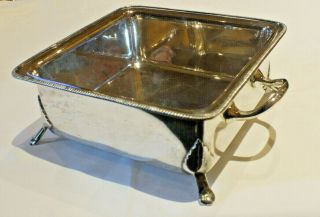 Antique Epns Silver Plate Square Tureen Serving Dish With Handles Jc & Co