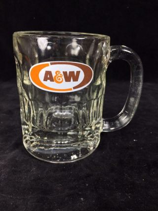 Vintage A & W Rootbeer 4.  5 " Thick Glass Mug / Stein 8 Ounces - Ink -
