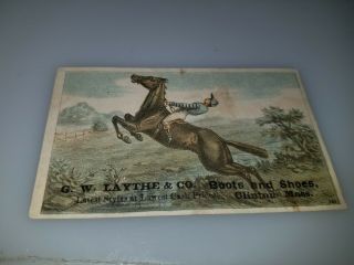Antique Victorian Trade Card Horse Racing Gw Laythe & Co Boots And Shoes