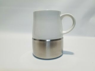 Starbucks Coffee Cup White And Stainless Steel Travel Mug 14 Oz 2004