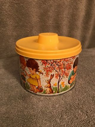 Vintage Tin Mrs.  Leland ' s Old Fashioned Candies Canister Can 1962 2