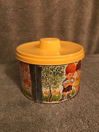 Vintage Tin Mrs.  Leland ' s Old Fashioned Candies Canister Can 1962 3