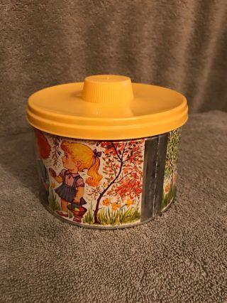 Vintage Tin Mrs.  Leland ' s Old Fashioned Candies Canister Can 1962 4