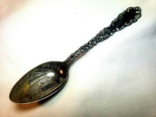Victorian Sterling Silver Souvenir Spoon Bright Cut Bowl Grant 