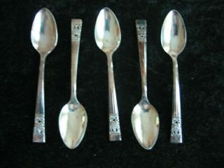 5 Vintage Art Deco Silver Plate Community Coffee Spoons - Sheffield England