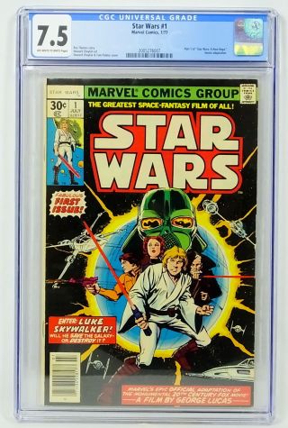 Marvel Comics Star Wars 1 Cgc 7.  5 1977 Off White To White Pages Thomas,  Chaykin