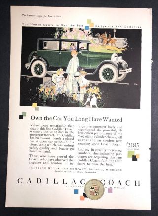 1925 Cadillac General Motor Auto Car Ad Vintage Art Deco Flapper Girl