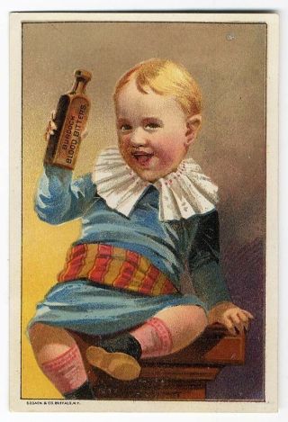 Goshen In Burdock Blood Bitters Victorian Trade Card Little Boy Medicine Bottle
