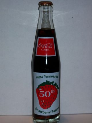 10 Oz Coca Cola Commemorative Bottle - 1987 West Tennessee Strawberry Festival
