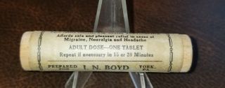 Vintage Wood Tube - Boyd ' s Anti - Pain Tablets York PA 3