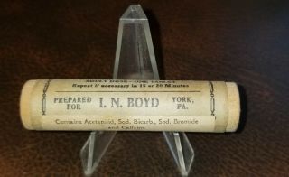 Vintage Wood Tube - Boyd ' s Anti - Pain Tablets York PA 4