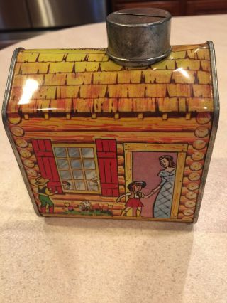 ANTIQUE TOWLES LOG CABIN SYRUP TIN LITHO CAN WESTERN BOY COWBOY COWGIRL BANK 2