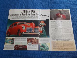1939 Hudson X Type Frame Car Ad Old 2 Page Auto Poise Control Wheel Spring Gift