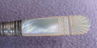 Vintage Antique Mother of Pearl Handled Silver Plate Magnifying Glass 5