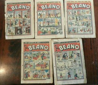 5 Early Beano Comics Consecutive Issues 863 - 867 Jan 31st - - Feb 28th 1959