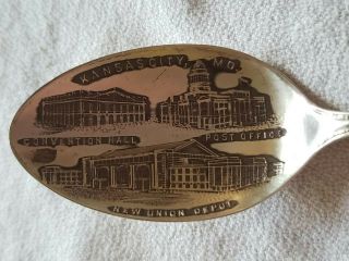 Kansas City,  Mo Sterling Silver Souvenir Spoon By Weidlich - Union Station