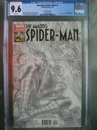 Spider - Man 1 Ross Sketch Cover Variant 1:300 Cgc 9.  6 White 2014