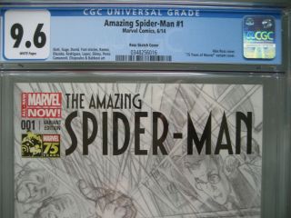 Spider - Man 1 Ross Sketch Cover Variant 1:300 CGC 9.  6 White 2014 5