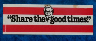 Kfc.  Vintage 1980,  S Kentucky Fried Chicken Sticker