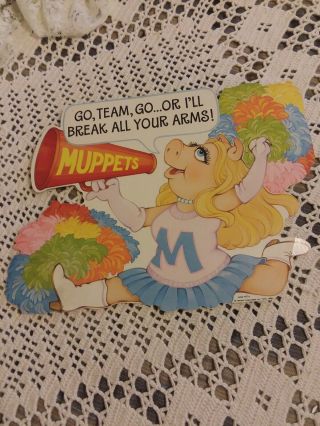 1980 Muppets Miss Piggy Cheerleader Cardboard Sign Cut Out Vintage