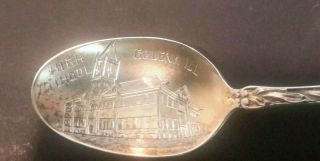 Antique Sterling Souvenir Spoon High School Galena Illinois 1900 