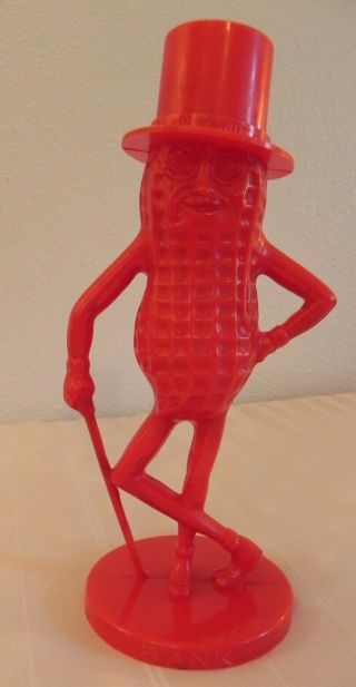 Vintage Mr.  Peanut Red Coin Bank 8 1/2 " Tall U.  S.  A.  Made Hard Plastic