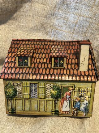 Vintage Heinrich Haeberlein Tin Cookie House With Bell German Gingerbread Tin