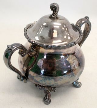 Vintage Ornate Silver Plated Sugar Bowl With Lid - S96