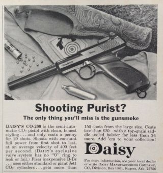 1966 Ad (odl36) Daisy Mfg.  Co.  Rogers,  Ark.  Daisy Co2 200 Semi - Automatic Pistol