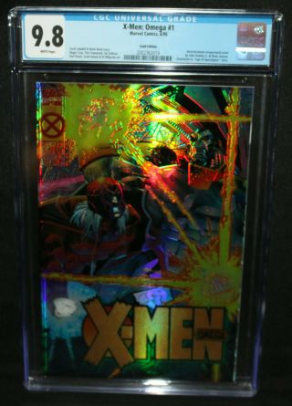 X - Men: Omega 1 - Gold Holochromium Wraparound Cover - Cgc Grade 9.  8 - 1995