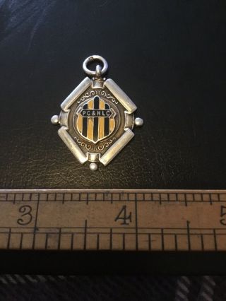 Vintage Solid Silver And Enamel Watch Fob Medal