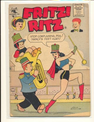Fritzi Ritz 49 Early Peanuts By Schulz Poor Cond Large Piece Out Of Back Cover