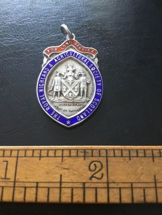 Vintage Solid Silver Watch Fob Medal Edinburgh Hallmarked