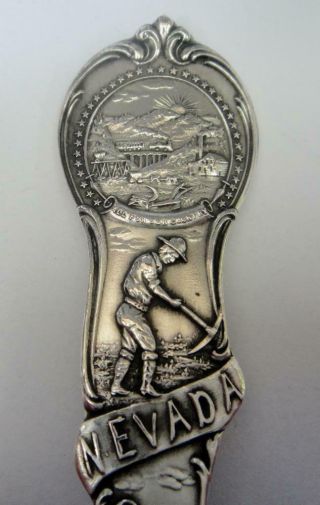 Vintage Large Size Sterling Silver Spoon,  Pictorial Nevada