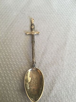 Antq Mt Vernon Sterling Silver Souvenir Spoon W F A Whelan Masonic Sword Handle