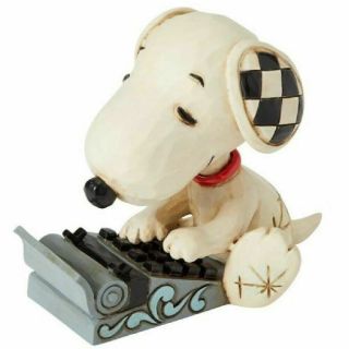 Jim Shore Peanuts Snoopy Typing Mini Figurine Author Writer W/ Typewriter