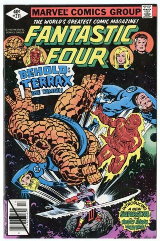 Fantastic Four 211 Nm/mt 9.  8 White Pages 1st Terrax Marvel 1979